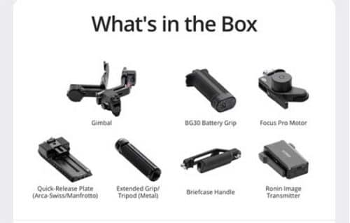 DJI Ronin RS4 Pro combo contents